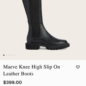 all saints maeve knee high slip on leather boots 38 new without tags